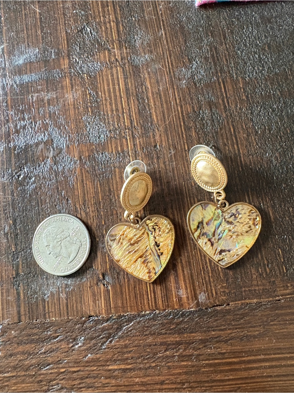 Vintage Tigerseye Heart Earrings
